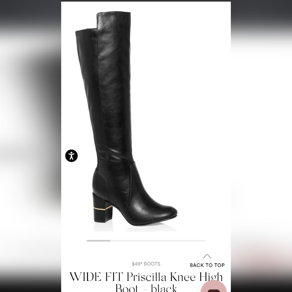 Wide Width Black Knee-High Boots Size 9